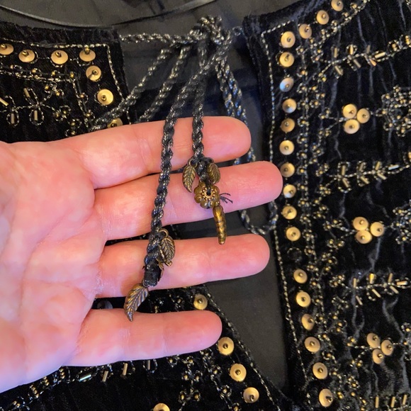 NWT Zara luxury minimalist bohemian embroidered velvet blouse/top - Picture 12 of 14